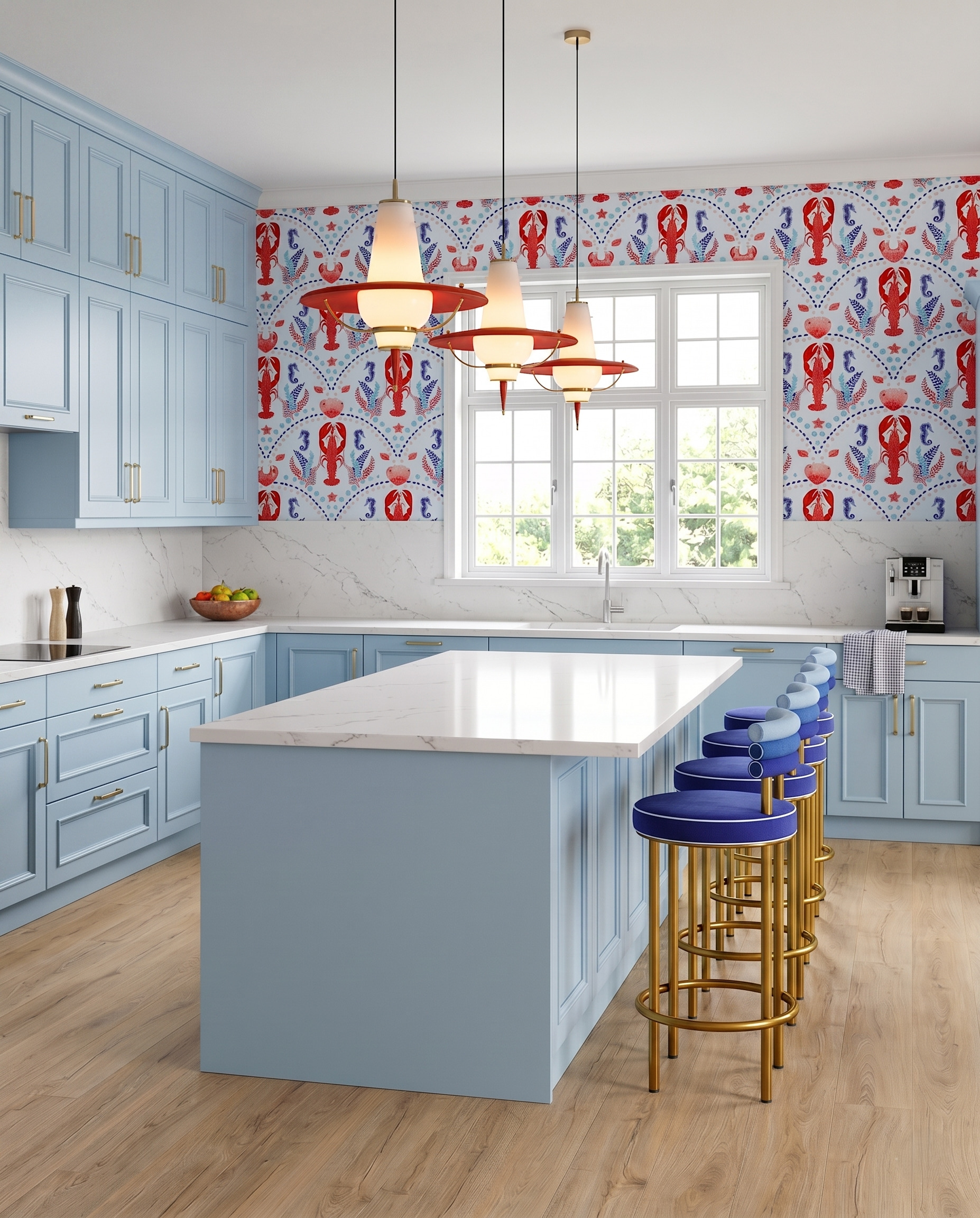 Anna design concept showing layered color, contrasting materials, cabinetry and layered interior details.