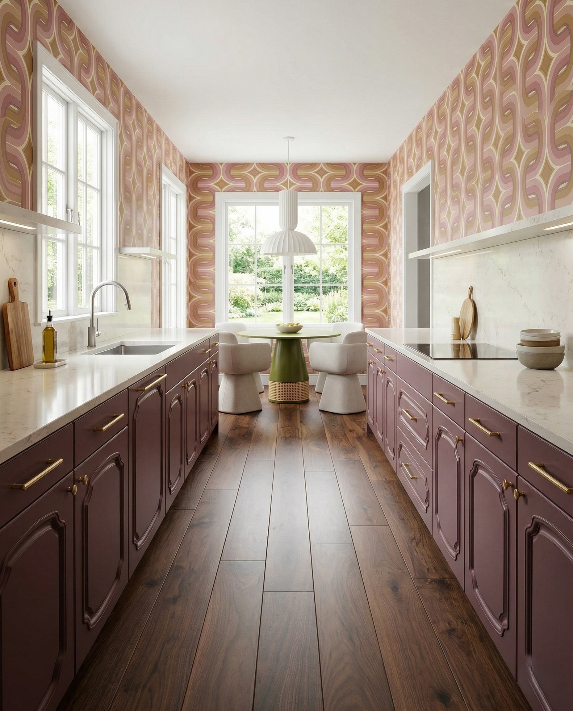 Anna design concept showing plum, contrasting materials, cabinetry and layered interior details.