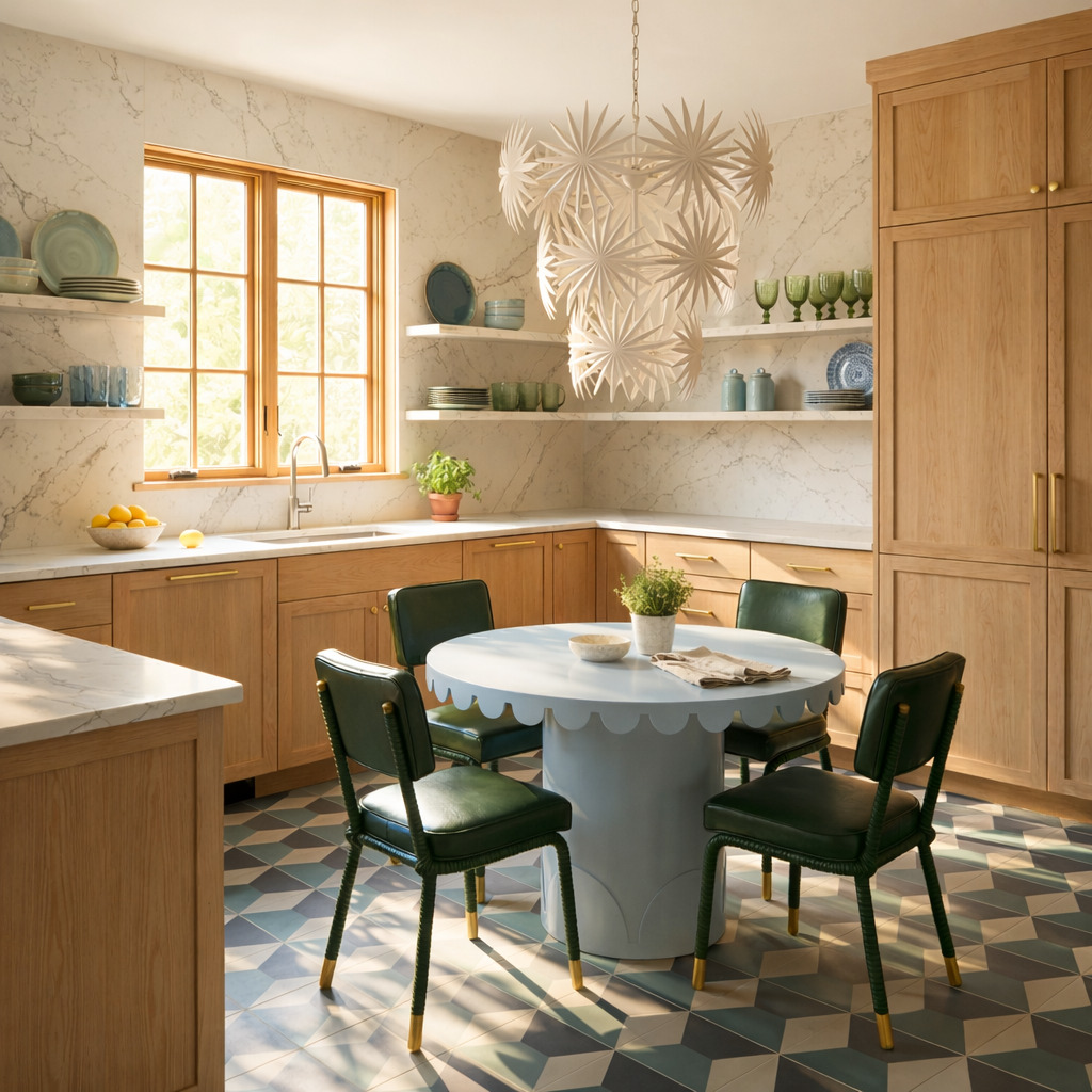 Anna design concept showing layered color, contrasting materials, cabinetry and layered interior details.