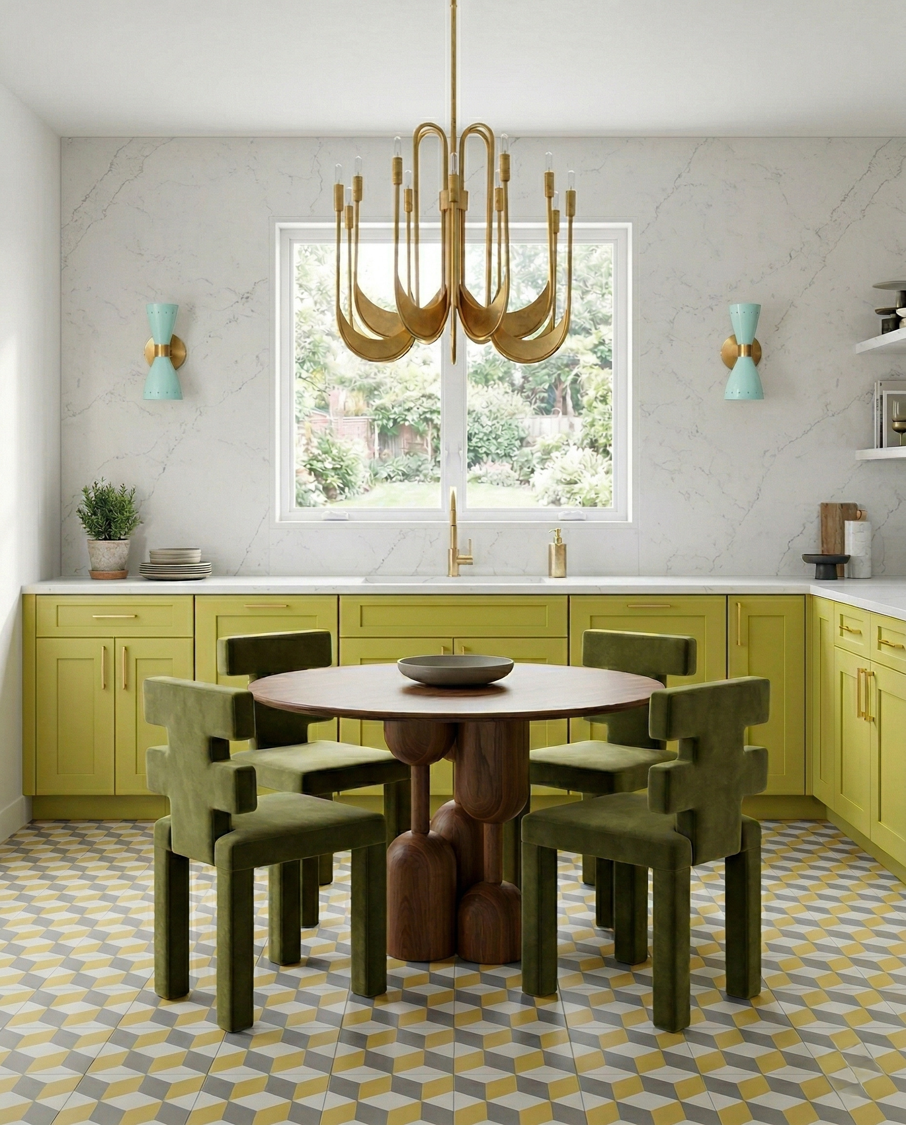 Anna design concept showing layered color, contrasting materials, cabinetry and layered interior details.