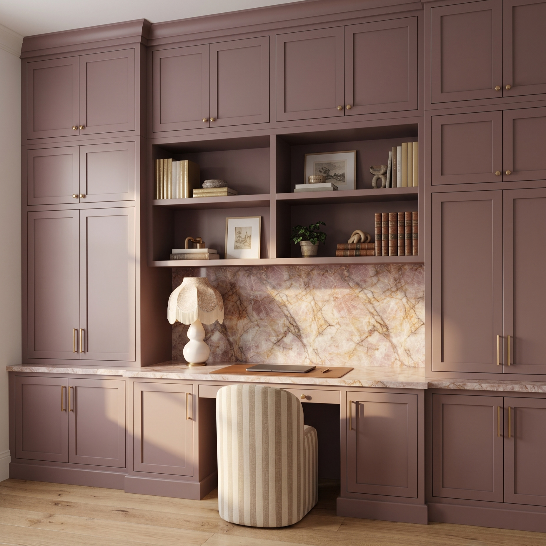 Anna design concept showing layered color, contrasting materials, cabinetry and layered interior details.