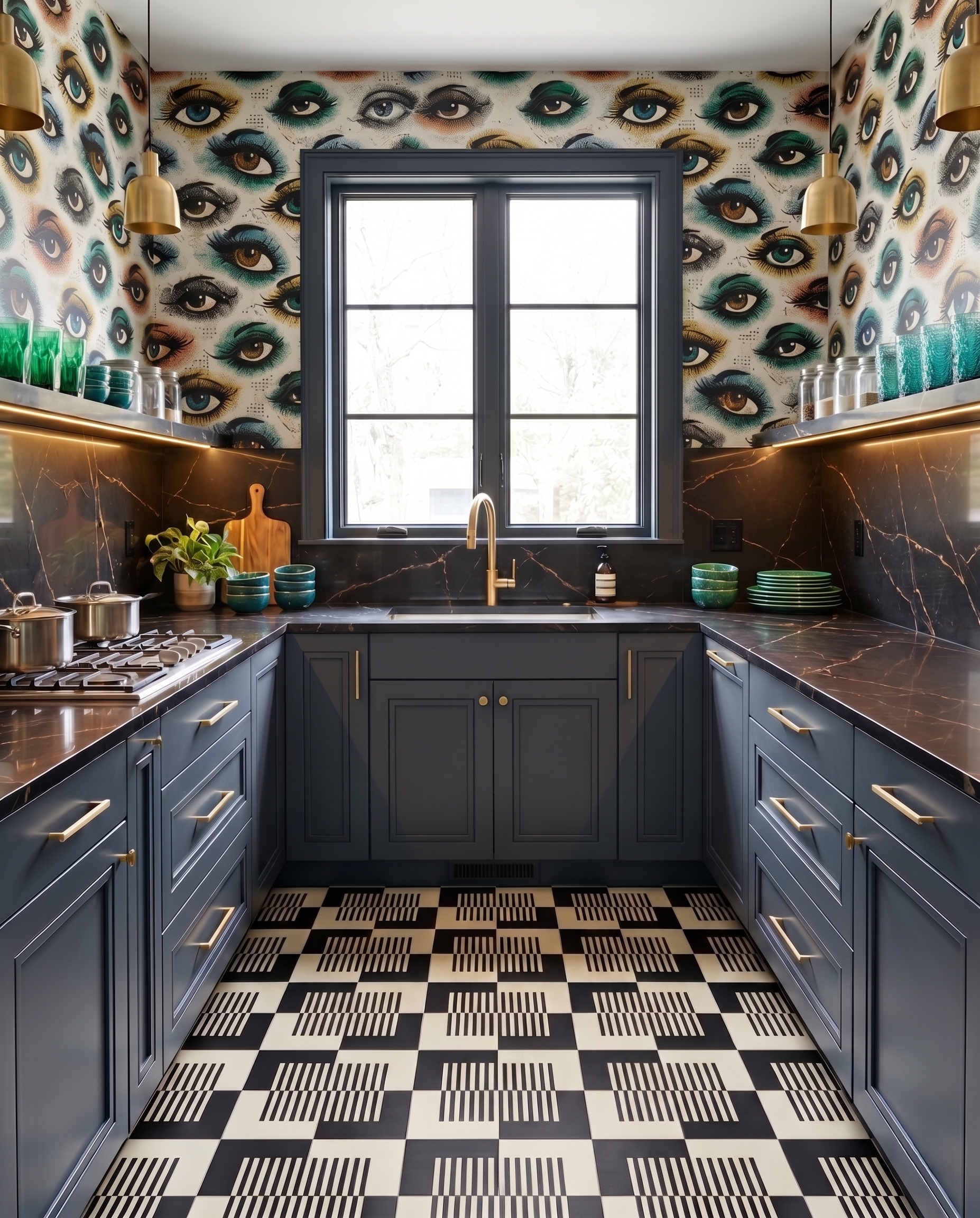Anna design concept showing layered color, contrasting materials, cabinetry and layered interior details.