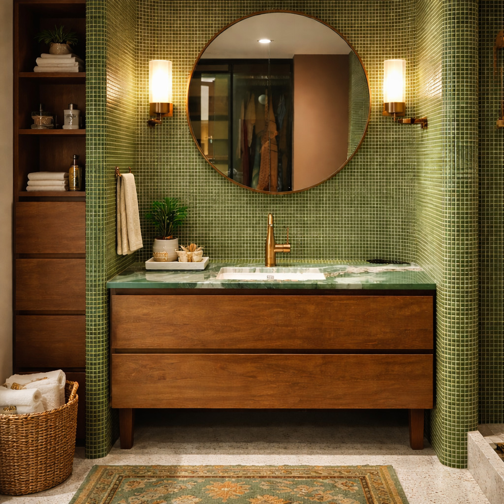 Anna design concept showing layered color, contrasting materials, cabinetry and layered interior details.