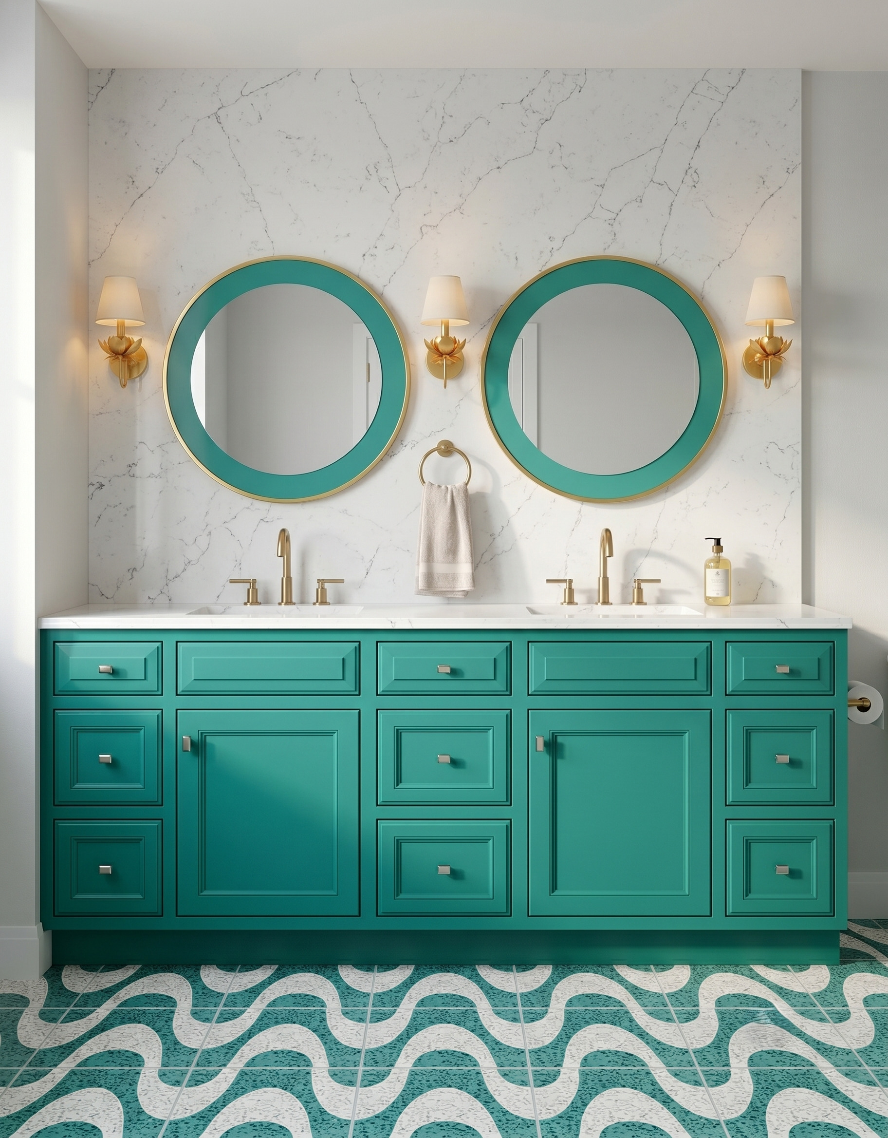 Anna design concept showing layered color, contrasting materials, cabinetry and layered interior details.