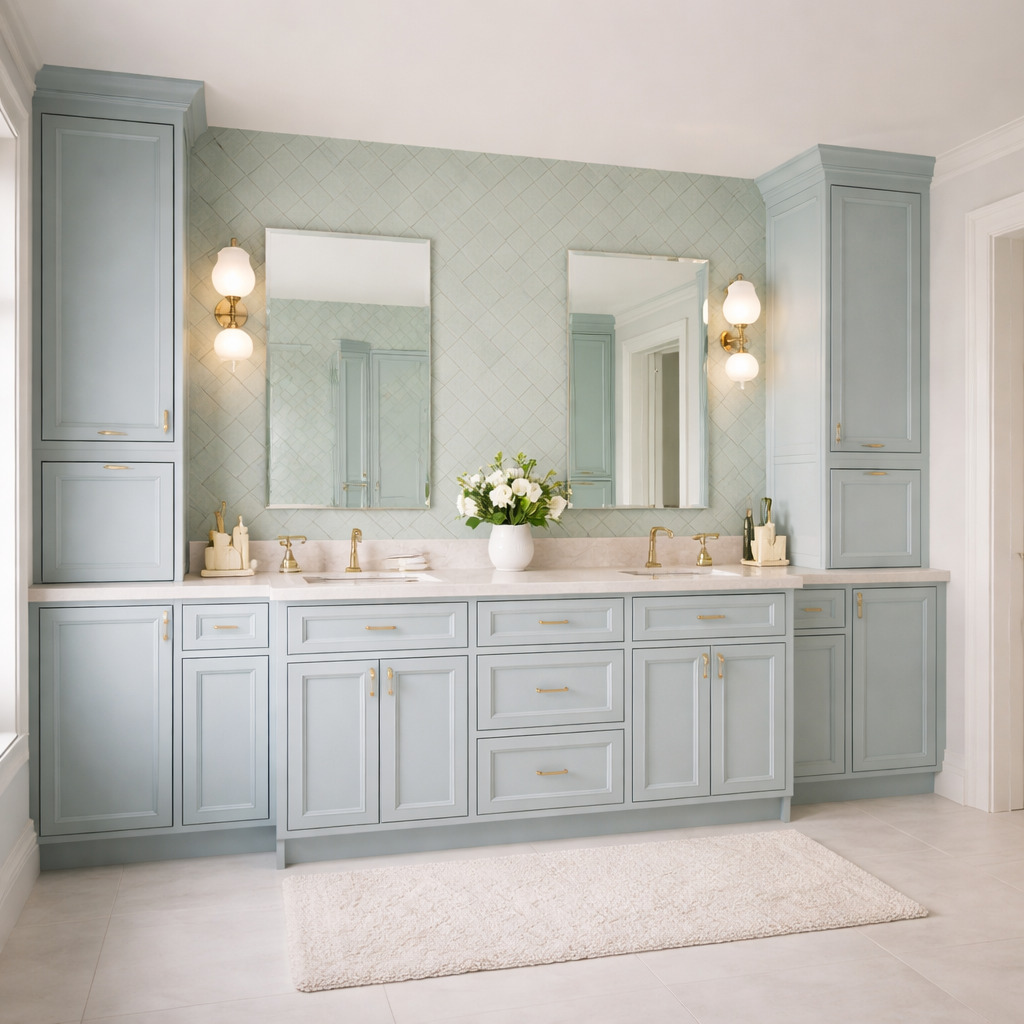 Anna design concept showing layered color, contrasting materials, cabinetry and layered interior details.