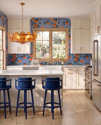 A bright kitchen with a clear layout and layered materials for a practical planning guide hub.