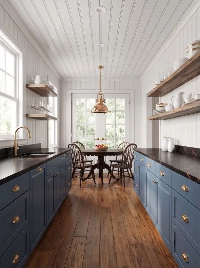 Counter and cabinetry context for evaluating localized cabinet damage versus wider replacement scope.